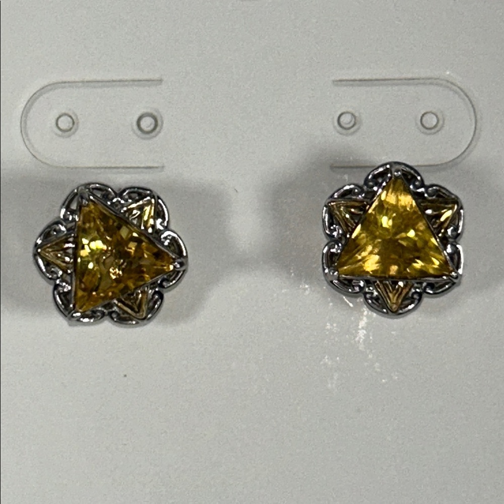 NWOT Gems En Vogue Sterling Silver Palladium Genuine Citrine Gemstone Earrings